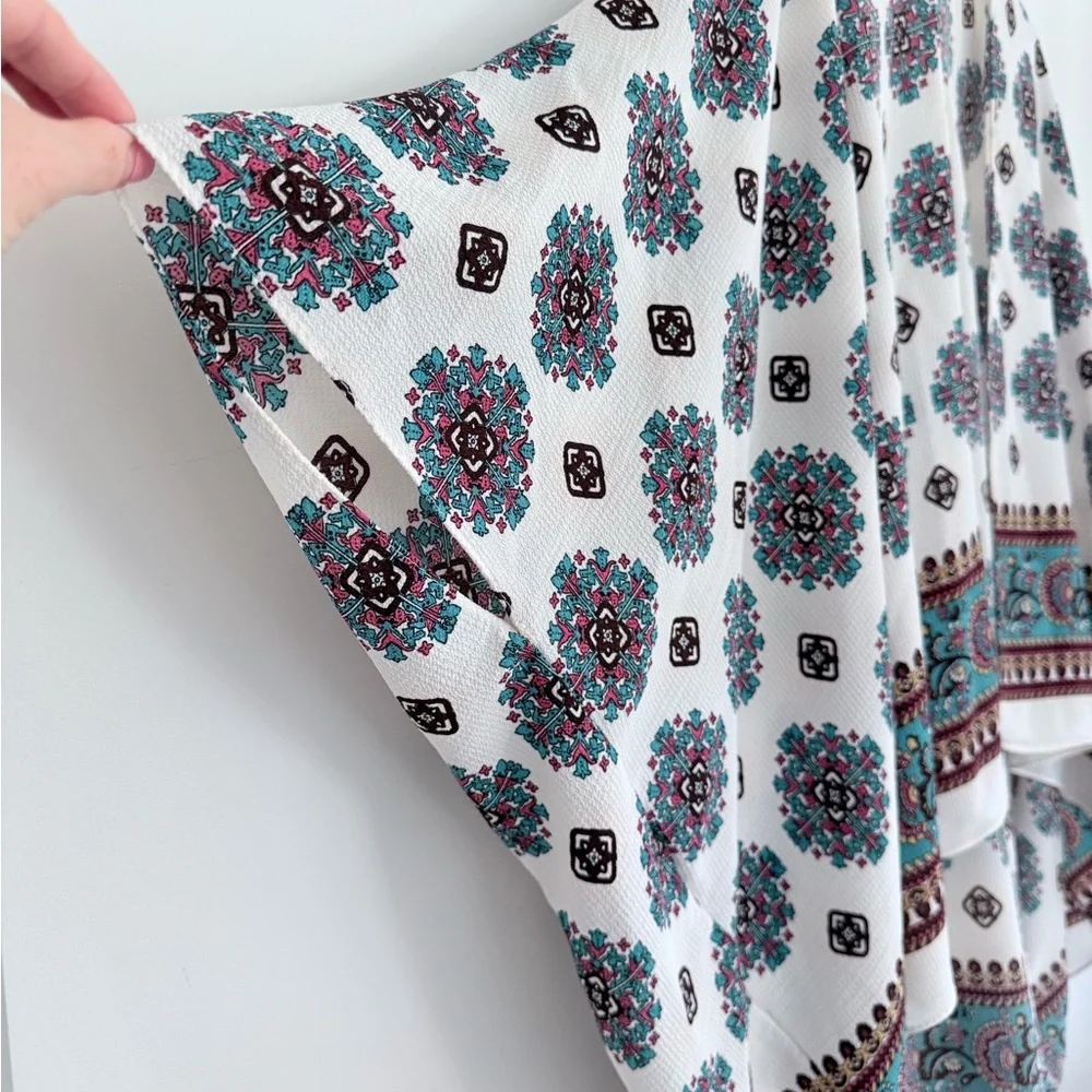 Open Front Kimono Beach Cover Up for Women Paisley One Size